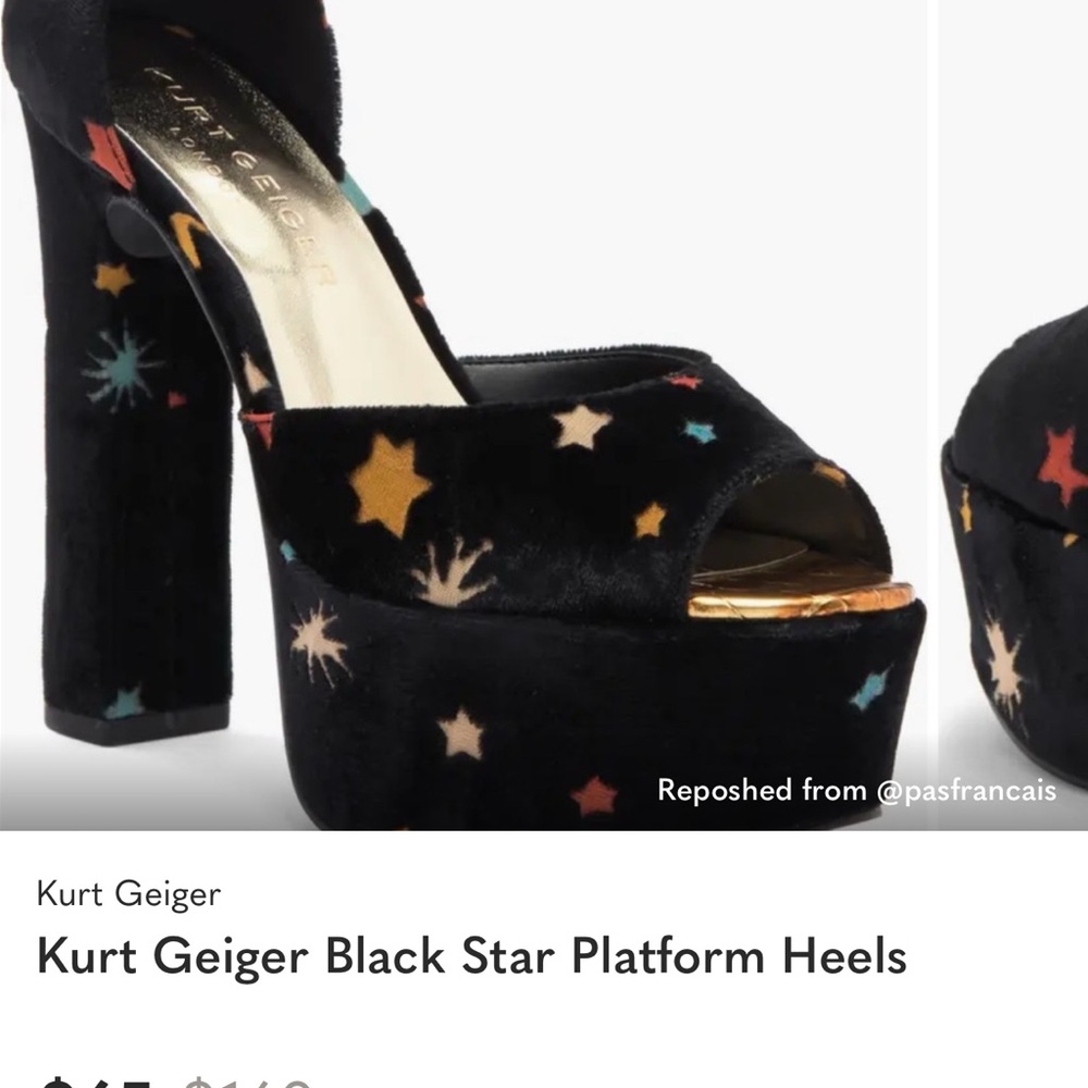 Kurt Geiger Black Platform Heels with Colorful Stars - Picture 3 of 3